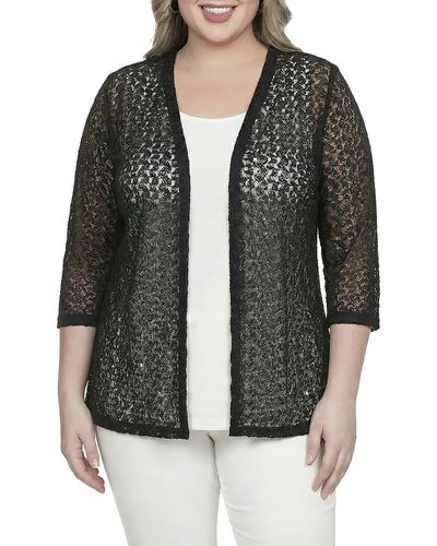 Standards & Practices standards & practices Plus 3/4 Sleeve Floral Lace Cardigan