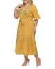 Standards & Practices standards & practices Plus Boho Embroidered Notched Tie Waist Half Sleeve Midi Dress - 4