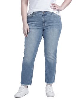 Standards & Practices standards & practices Plus Distressed Boyfriend Frayed Jeans in Blue Frayed
