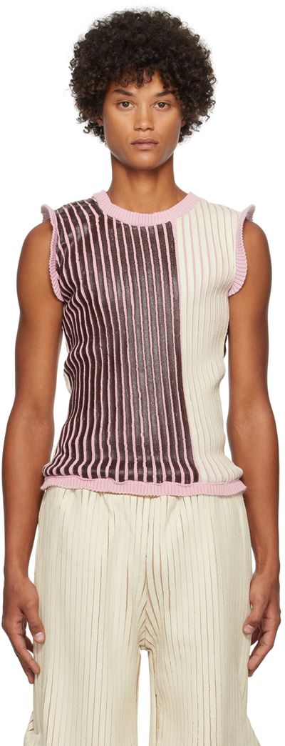 Stanley Raffington Stanley Raffington SSENSE Exclusive Off-White & Brown Tank Top