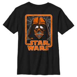 Star Wars Boy's Star Wars Halloween Darth Vader Spider Webs Logo Graphic Tee