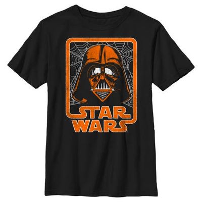 Star Wars Boy's Star Wars Halloween Darth Vader Spider Webs Logo Graphic Tee