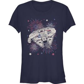 Star Wars Star Wars Junior's Festive Fireworks Falcon Short Sleeve Graphic T-Shirt