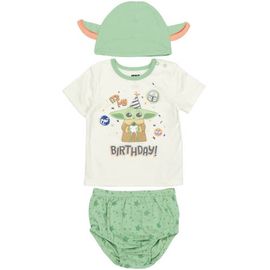 Star Wars Star Wars The Mandalorian Grogu Birthday Tee Diaper Cover and Hat Set