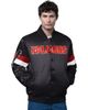 STARTER Men's Starter Black Atlanta Falcons Triple Option Satin Varsity Vintage Logo Full-Snap Jacket  - 1