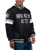 STARTER Men's Starter Black Brooklyn Nets Home Game Satin Full-Snap Varsity Jacket  - 1