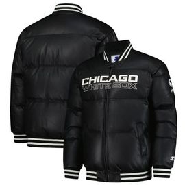 STARTER Men's Starter Black Chicago White Sox Full-Zip Leather Jacket 