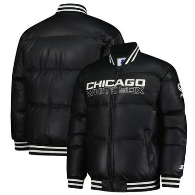 STARTER Men's Starter Black Chicago White Sox Full-Zip Leather Jacket 