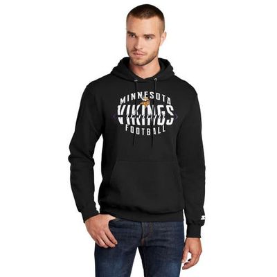 STARTER Men's Starter Black Minnesota Vikings Football Pullover Hoodie 