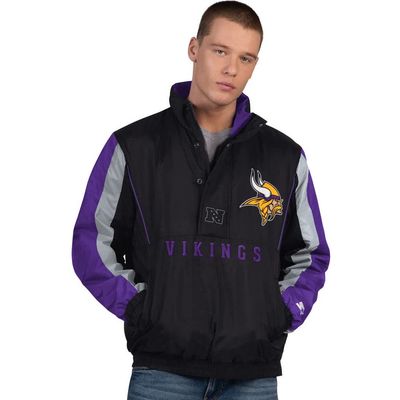 STARTER Men's Starter Black Minnesota Vikings Thursday Night Gridiron Half-Zip Jacket 