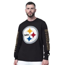 STARTER Men's Starter Black Pittsburgh Steelers Clutch Hit II Long-Sleeve T-Shirt 