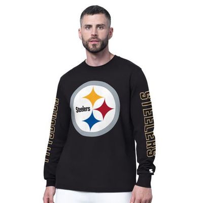 STARTER Men's Starter Black Pittsburgh Steelers Clutch Hit II Long-Sleeve T-Shirt 