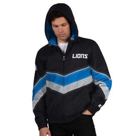 STARTER Men's Starter Black/Blue Detroit Lions Thursday Night Gridiron Full-Zip Jacket 