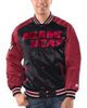 STARTER Men's Starter Black/Red Miami Heat Renegade Satin Full-Snap Varsity Jacket  - 1