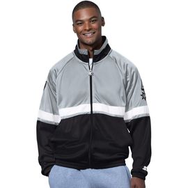 STARTER Men's Starter Black/White San Antonio Spurs The Veteran Tricot Track Raglan Full-Zip Jacket 