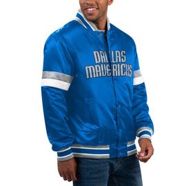 STARTER Men's Starter Blue Dallas Mavericks Home Game Satin Full-Snap Varsity Jacket 