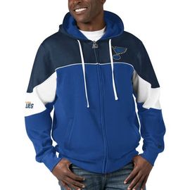STARTER Men's Starter Blue/Navy St. Louis Blues Power Forward Full-Zip Hoodie 