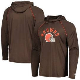 STARTER Men's Starter Brown Cleveland Browns Raglan Long Sleeve Hoodie T-Shirt 