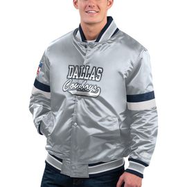 STARTER Men's Starter Gray Dallas Cowboys Home Game Satin Full-Snap Varsity Jacket 