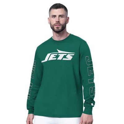 STARTER Men's Starter Green New York Jets Clutch Hit II Long-Sleeve T-Shirt 