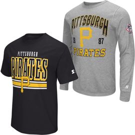 STARTER Men's Starter Heather Gray/Black Pittsburgh Pirates Two-Pack Long Sleeve & Short Sleeve T-Shirt Set 