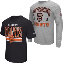 STARTER Men's Starter Heather Gray/Black San Francisco Giants Two-Pack Long Sleeve & Short Sleeve T-Shirt Set 