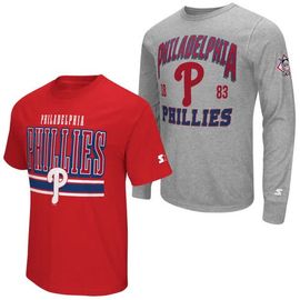 STARTER Men's Starter Heather Gray/Red Philadelphia Phillies Two-Pack Long Sleeve & Short Sleeve T-Shirt Set 