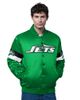 STARTER Men's Starter Kelly Green New York Jets Triple Option Satin Varsity Vintage Logo Full-Snap Jacket  - 1