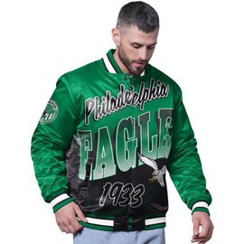 STARTER Men's Starter Kelly Green Philadelphia Eagles Retro Pass Rush Varsity Full-Snap Jacket 