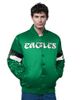 STARTER Men's Starter Kelly Green Philadelphia Eagles Triple Option Satin Varsity Vintage Logo Full-Snap Jacket  - 1