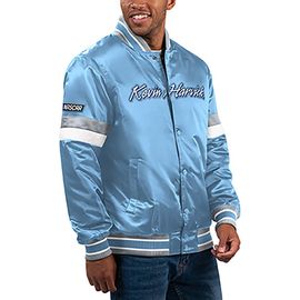 STARTER Men's Starter Light Blue Kevin Harvick Home Game Full-Snap Varsity Jacket 