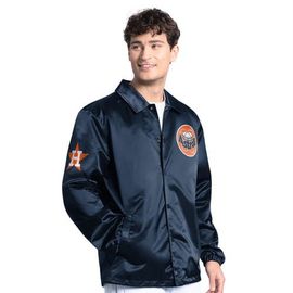 STARTER Men's Starter Navy Houston Astros Cooperstown Collection Point Man Full-Snap Coaches Jacket 