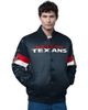 STARTER Men's Starter Navy Houston Texans Triple Option Satin Varsity Full-Snap Jacket  - 1