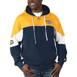STARTER Men's Starter Navy/Gold Nashville Predators Power Forward Full-Zip Hoodie 