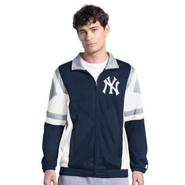 STARTER Men's Starter Navy/Gray New York Yankees Contender Tricot Full-Zip Track Jacket 