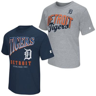 STARTER Men's Starter Navy/Heather Gray Detroit Tigers Two-Pack T-Shirt Set 