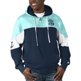 STARTER Men's Starter Navy/Light Blue Seattle Kraken Power Forward Full-Zip Hoodie 