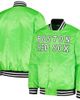 STARTER Men's Starter Neon Green Boston Red Sox Cross Bronx Fashion Satin Full-Snap Varsity Jacket  - 1