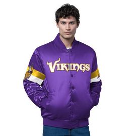 STARTER Men's Starter Purple Minnesota Vikings Triple Option Satin Varsity Full-Snap Jacket 
