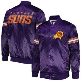 STARTER Men's Starter Purple Phoenix Suns Pick & Roll Satin Full-Snap Varsity Jacket 