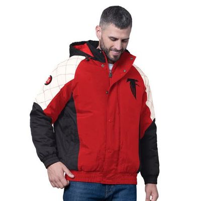 STARTER Men's Starter Red Atlanta Falcons Oxford Crinkle Full-Snap Hoodie Jacket 