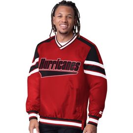 STARTER Men's Starter Red Carolina Hurricanes Reliever V-Neck Pullover Jacket 