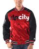 STARTER Men's Starter Red/Black Portland Trail Blazers Renegade Satin Full-Snap Varsity Jacket  - 1
