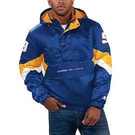 STARTER Men's Starter Royal Chase Elliott Home Team Satin Half-Zip Hoodie Jacket 
