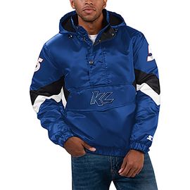 STARTER Men's Starter Royal Kyle Larson Home Team Satin Half-Zip Hoodie Jacket 