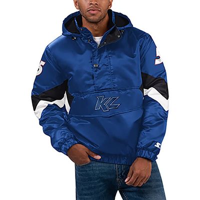 STARTER Men's Starter Royal Kyle Larson Home Team Satin Half-Zip Hoodie Jacket 