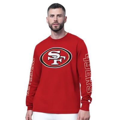 STARTER Men's Starter Scarlet San Francisco 49ers Clutch Hit II Long-Sleeve T-Shirt 