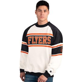 STARTER Men's Starter White Philadelphia Flyers Defense Fleece Crewneck Sweatshirt 