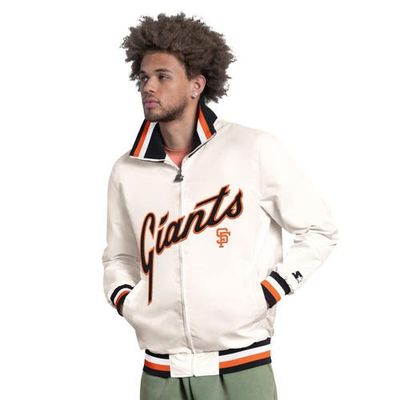 STARTER Men's Starter White San Francisco Giants The Captain Cooperstown Logo Full-Zip Varsity Jacket 