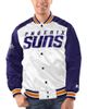 STARTER Men's Starter White/Purple Phoenix Suns Renegade Satin Full-Snap Varsity Jacket  - 1